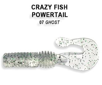 Твистер съедобный Crazy Fish POWERTAIL 4-7-7-5 (призрак)