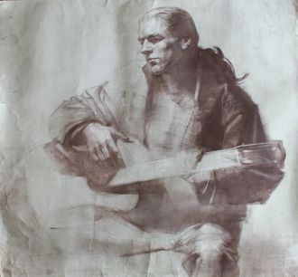 "Музыкант" бумага пастель Масленникова М.А. 2000-е годы