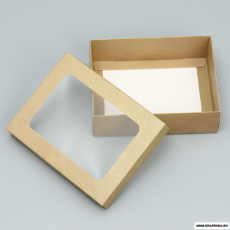 Коробка подарочная с окном крафт крышка-дно 16,5 x 12,5 x 5 см