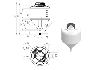 чертеж емкости ЦКТ 35 литров