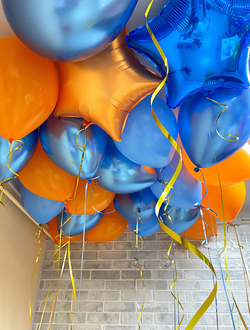 Шары синий, оранжевый, голубой, звёзды 23 шт под потолок