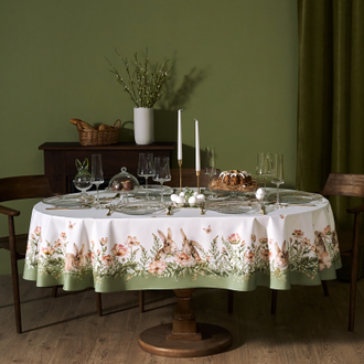 Скатерть овальная "Зайцы" 160Х220 см
