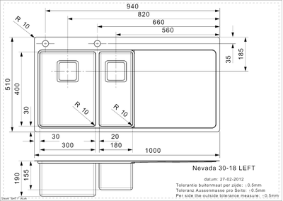 Мойка Reginox Nevada L 30x18 Left brushed