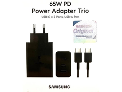 розетка USB 65W PD2+кабель Samsung  (черный, с логотипом)