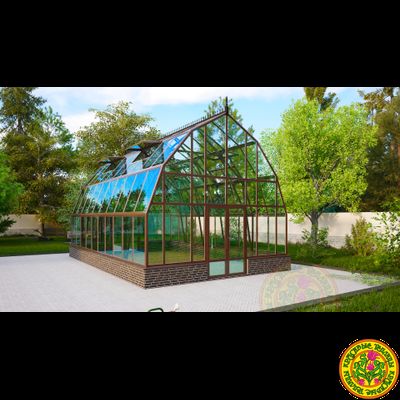 Базовая комплектация теплицы из стекла и алюминия “Леонардо” размером 5000 х 8000 мм