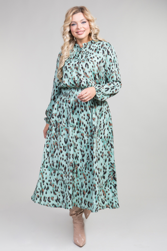 Платье (шёлк иск.) НВ 1269 леопард на мятном