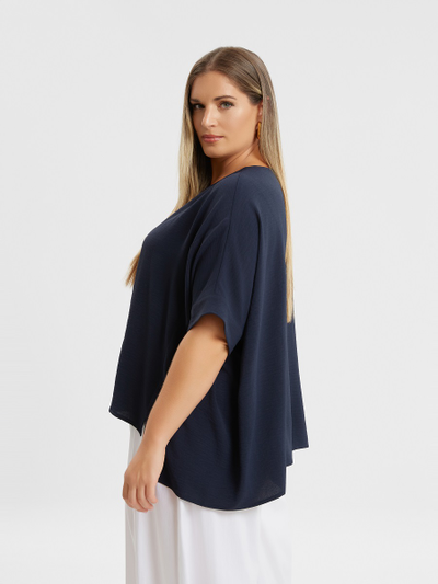 Топ синий с круговым вырезом