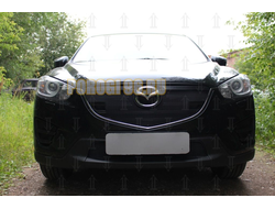 Защита радиатора Mazda CX-5 2015-2017 black с парктроником верх