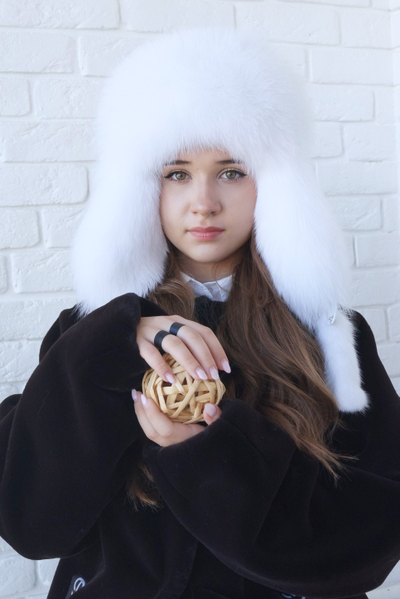 Ушанка "Полярная звезда" цвет белый + белый