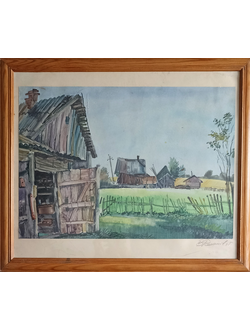 "Деревня" бумага акварель Романов В.Е. 1995 год