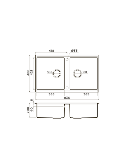 Мойка OMOIKIRI KITAGAWA 83-2-U
