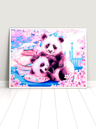 Картина по номерам 38х50 Mozartismile N 00103 Японские панды