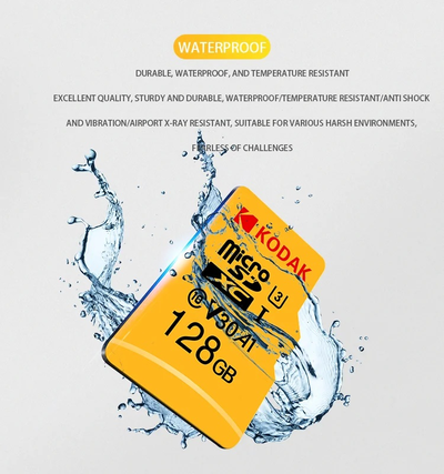 Карта памяти Kodak Micro SD, класс 10, UHS-1 U3 V30 A1 на 256 ГБ, чтение 100 МБ/с, запись данных 30 МБ/с, + переходник SD