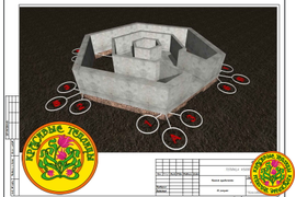 Визуализация фундамента в 3D под оранжерею диаметром 5м. с грядками