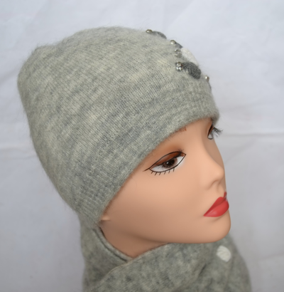 шапка и шарф италия светло-серая зима 2015