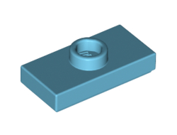Plate, Modified 1 x 2 with 1 Stud with Groove and Bottom Stud Holder Jumper, Medium Azure (15573 / 6331949)