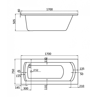 Акриловая Ванна Santek Монако 150х70 каркас, слив-перелив
