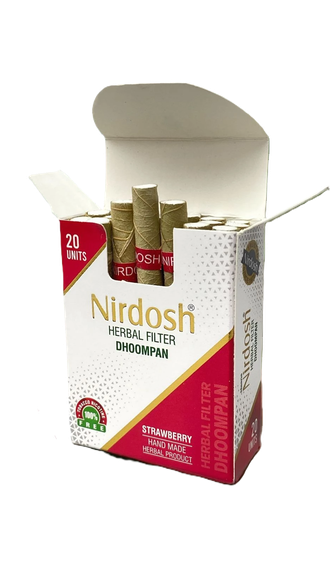 АЮРВЕДИЧЕСКИЕ СИГАРЕТЫ  NIRDOSH КЛУБНИКА (Без никотина) с фильтром 20 штук