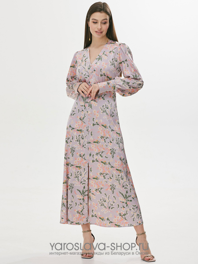 Нежное шелковое платье с растительным принтом