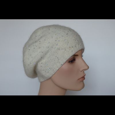 Белый тонкий зимний берет женский Vizio Италия 6948 BO