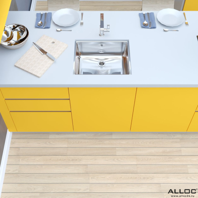 Декор ламината Alloc Original Дуб Белый Палуба Масло 05532 в интерьере кухни