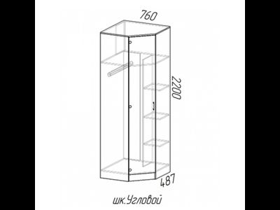 Шкаф угловой ЭКО 760/760х2200х481дуб вотан/белый