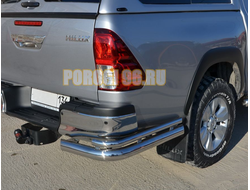 Защита заднего бампера угловая двойная d76/42 для Toyota Hilux 2021-