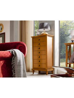 КОМОД ВЫСОКИЙ 7 ЯЩИКОВ, ОТКРЫВАЕМОЙ СТОЛЕШНИЦЕЙ, ПОТАЙНЫМ ЯЩИКОМ И РЕШЕТКОЙ ДЛЯ ГАЛСТУКОВ (L76*P45*H142) ART.19.09 DESIDERI TOSATO