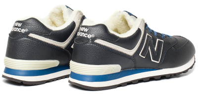 New Balance 574 Black Blue Leather с мехом