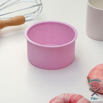 Форма силиконовая для выпечки Доляна «Круг», 9,5×5,4 см, цвет розовый