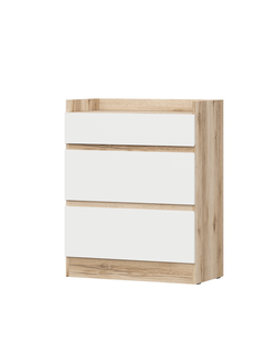 Брауни Комод 3 ящика Дуб Делано/Белый