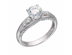 Кольцо с бриллиантом 1 карат в обсыпке арт. 810651.