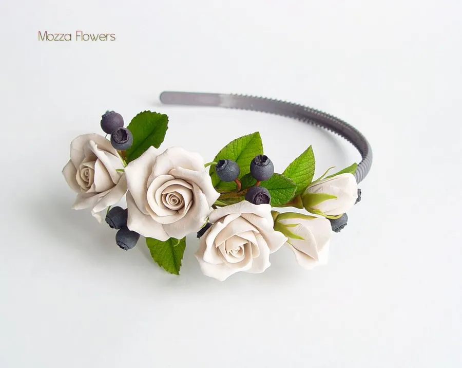 Ободок "Тирамису с черникой"