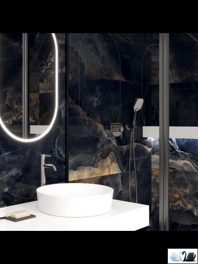 Керамогранит Ocean Ceramic Interstellar black 80 х 160 см полированный черный
