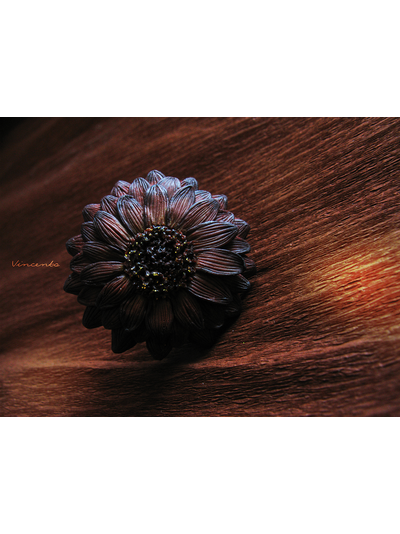 Необычное кольцо "Медная Календула" из полимерной глины. Серия колец-цветов из коллекции волшебных украшений Винсенто