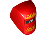 Minifigure, Visor Welding with Flames Orange and Yellow Pattern, Red (65195pb01 / 6288066)