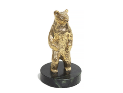 Статуэтка "Медведь". Бронза, змеевик.