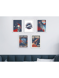 Набор постеров в раме из 2 штук (пластик) "Космос"