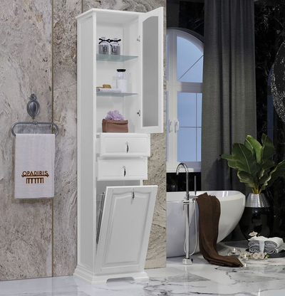 Пенал Opadiris Риспекто 40 с бельевой корзиной белый матовый, правый