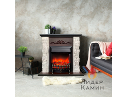 Электрокамин Malta AO белый камень с очагом Fobos