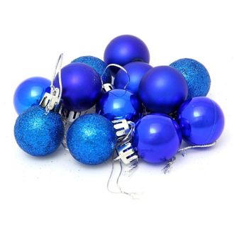 Набор из 12-ти пластиковых шаров, 3 см, синий  45230