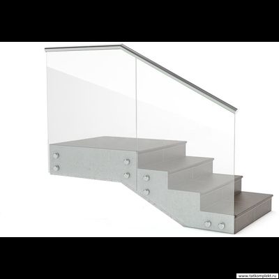 Стеклянные ограждения лестницы на точечных креплениях с поручнем из нержавеющей стали aisi 304