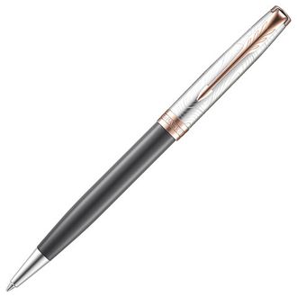Ручка шариковая PARKER "Sonnet Explore PGT", корпус латунь, серый лак, черная, 2054829