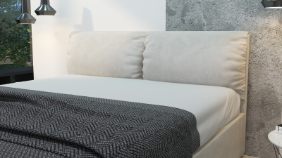 Кровать  двуспальная, MyCloud Ибица с подъемным механизмом, бельевым ящиком, мягкое изголовье, съемные подушки