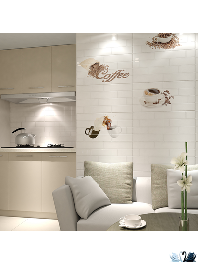 Плитка настенная Belani Брик Декор белый 30 х 60 см Кофе Береза керамика