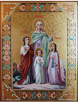 Вера, Надежда, Любовь и матерь их София. Рукописная икона.