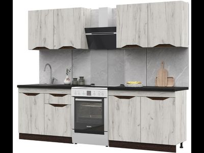 Кухня Паола 2,0 (2000х2160х600) МДФ ВЕНГЕ(тиковое дерево)/ДУБ КРАФТ БЕЛЫЙ