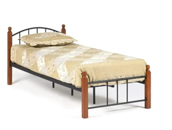Кровать AT-915 Wood slat base, 90*200 см (дерево гевея/металл, красный дуб/чёрный)