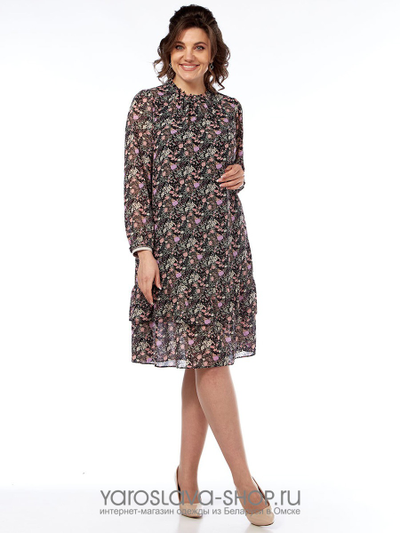 Шифоновое платье А-силуэта с цветочным принтом