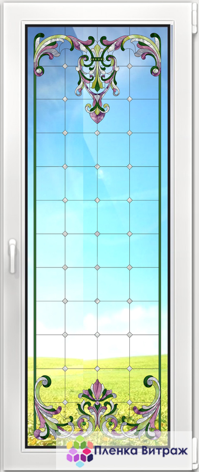 Витражная пленка, витражная пленка самоклеющаяся, пленочный витраж с классическим рисунком